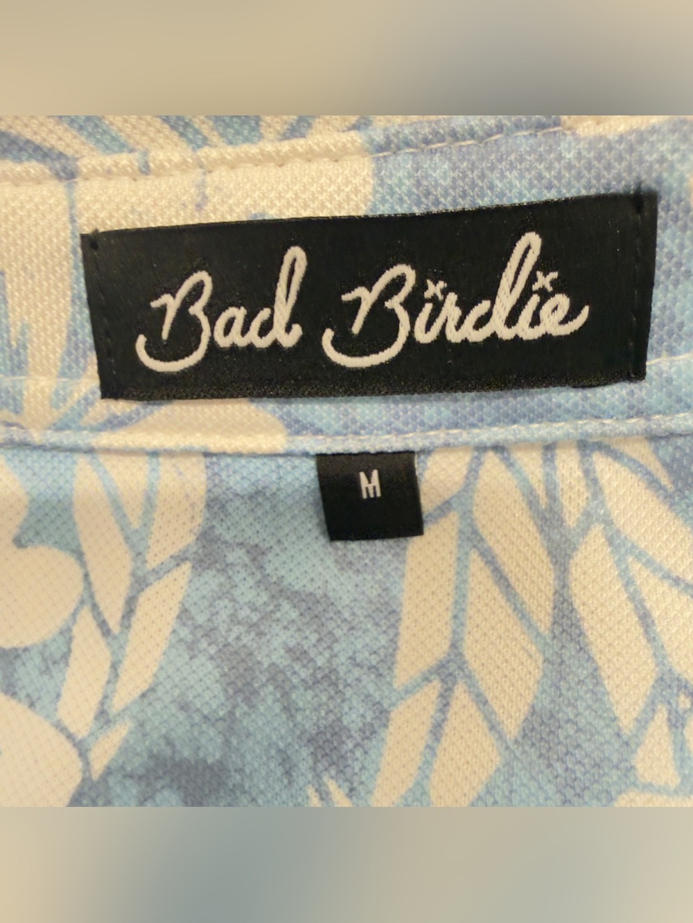 Bad Birdie Men's Hana Pique Golf Polo Shirt Floral Blue White - Medium - Picture 4 of 9